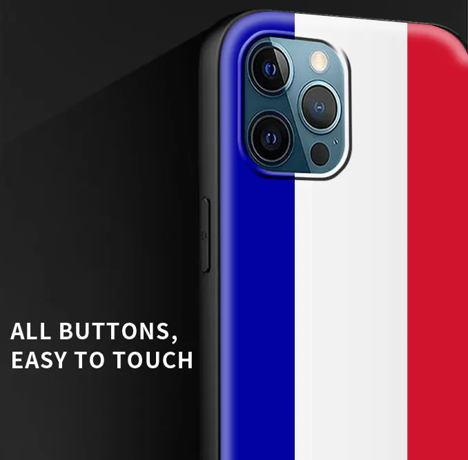 Funda de teléfono de lujo con emblema de la bandera de Francia para iPhone 13, 15, 14, 12, 11 Pro MAX, XR, X, SE, XS, 7, 8 Plus, silicona suave, negro mate - imagen 2
