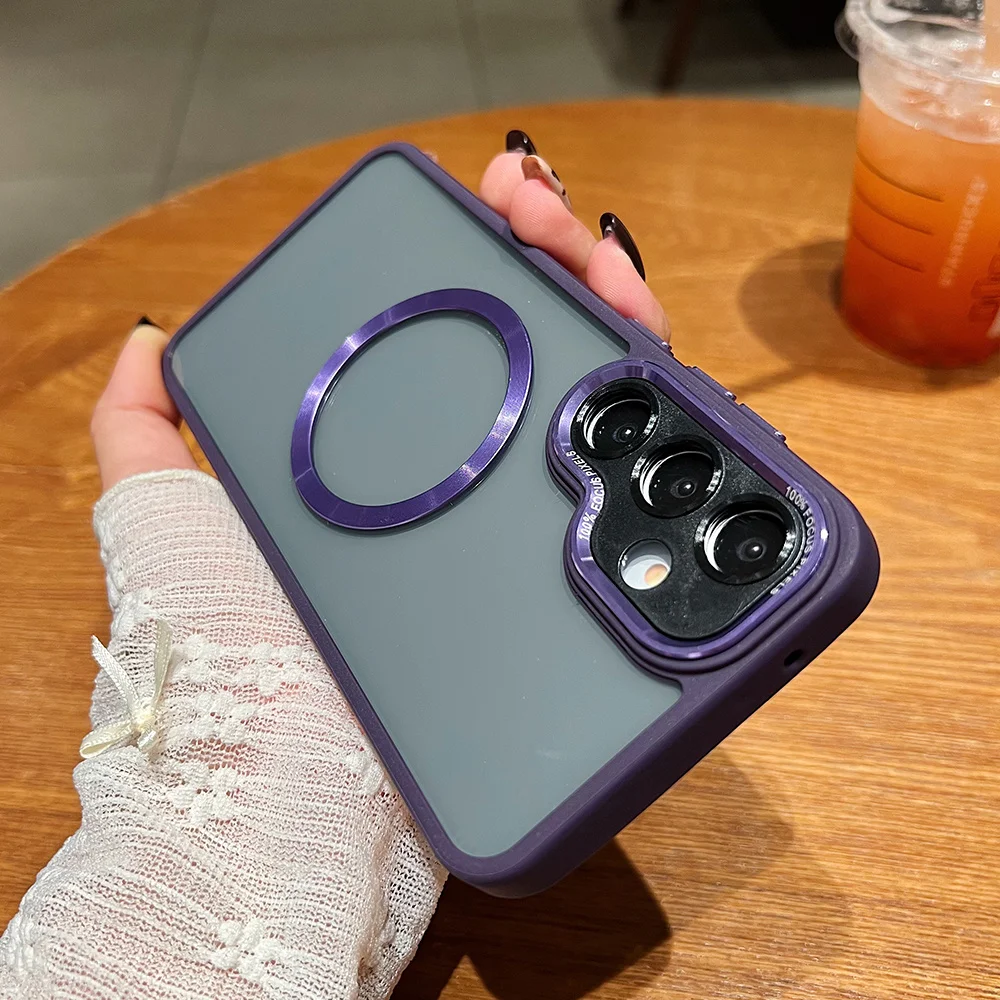 Funda de teléfono magnética de armadura mate de lujo para Samsung S25 S24 Ultra S23 Plus A55 A54 A35 A34 A25 A16 A15 A14 A13 A12 A06 A05 A05S - imagen 4