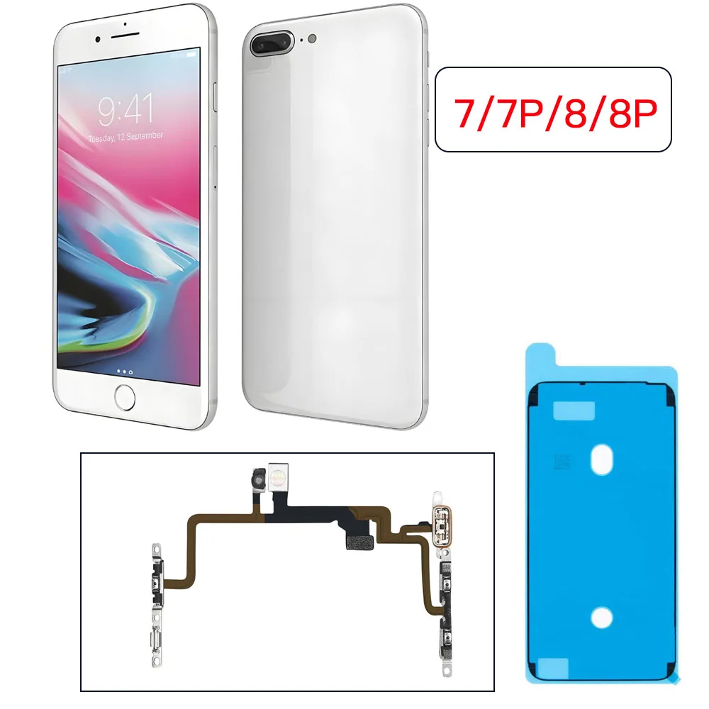 Cable flexible de interruptor de encendido y apagado para iPhone 7 8 Plus, botón de silencio de volumen con micrófono, luz de Flash, reemplazo flexible