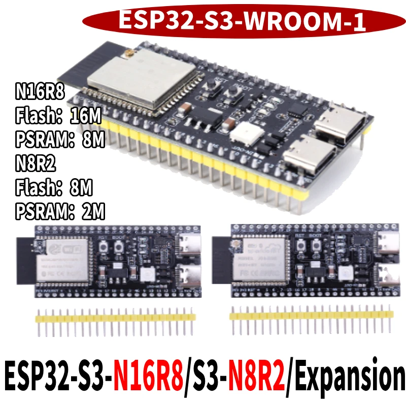 Placa de desarrollo ESP32-S3-DevKitC-1, módulo Wifi Bluetooth 2,4G, 8M, PSRAM, 16M FLASH N16R8, cabezal de 44 pines tipo C ESP32 S3 para Arduino - imagen 2