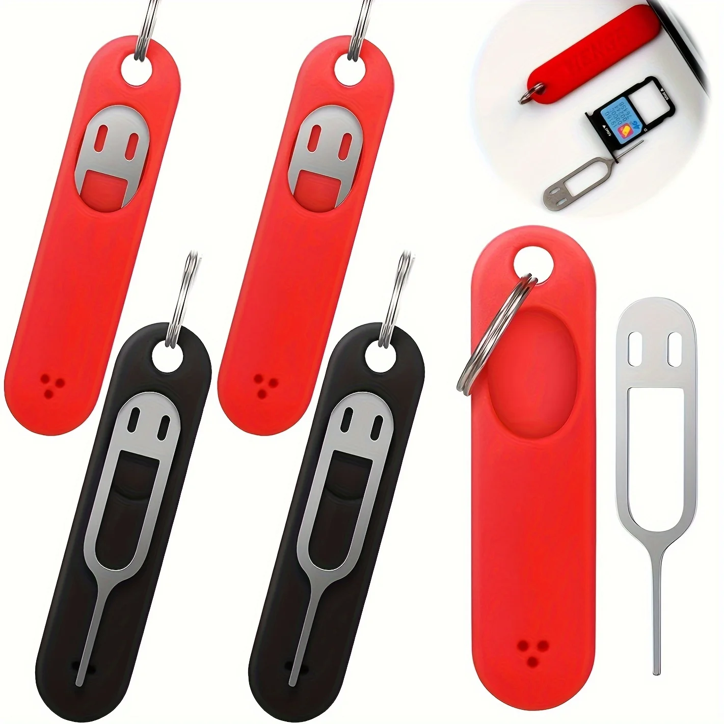 Paquete de 3 pines eyectores SIM de silicona: herramienta universal para teléfono con diseño antipérdida, punta extendida para una fácil extracción de tarjetas (portátil 3 piezas)