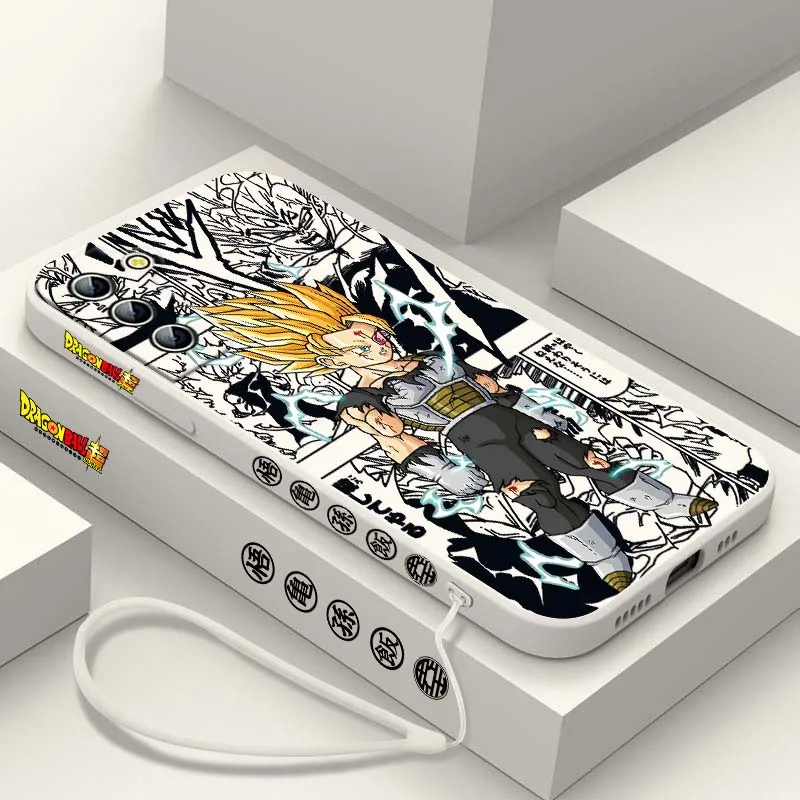 D-Dragon Ball Anime Vegeta Art Cover para Samsung Galaxy S25 S24 S23 S22 S21 S10 FE Plus Ultra 5G funda de teléfono con cuerda izquierda líquida - imagen 4