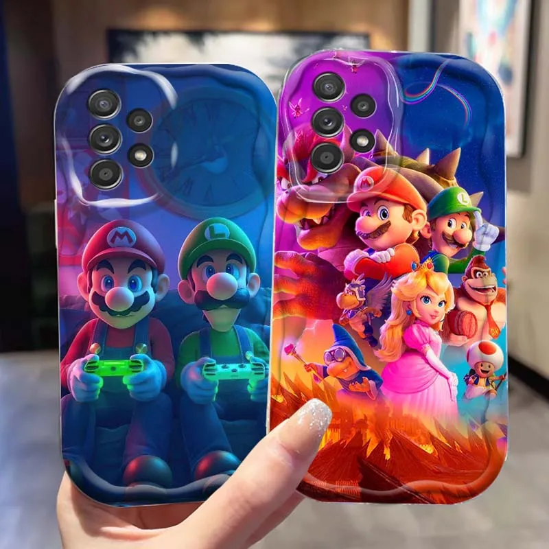 M-Marios Cool noctilucente para Samsung A73 A72 A71 A56 A55 A54 A53 A52 A51 A32 A36 A26 A25 A13 A14 5G funda de teléfono de aceite ondulado - imagen 2