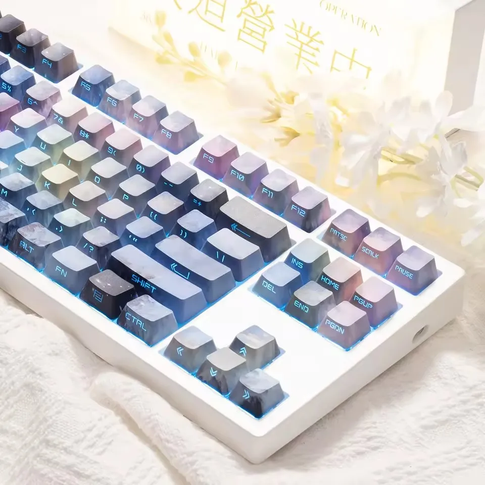 J. Teclas KDK Nebula Universe, perfil OEM, teclas PBT de 5 lados con tinte sub, grabadas lateralmente, brillantes para diseño 61/68/75/84/96/98 - imagen 4