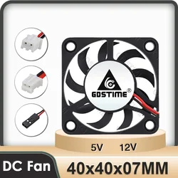 Gdstime 4007 ventilador de refrigeración Axial sin escobillas 40x07mm DC 5V/12V enfriador de escape de 2 pines Mini ventilador de 40mm para impresora 3D, DVR, refrigeración NAS