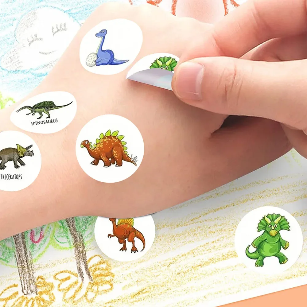 500 Uds. Pegatinas de dibujos animados con diseño de pequeño dinosaurio para niños, suministros de papelería para niños, pegatinas de decoración de recompensa para profesores de escuela