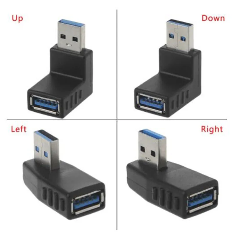 1 Uds. Adaptador USB 3,0 A macho A hembra de 90 grados, conector convertidor, adaptadores de cable, acoplador de ángulo recto para ordenador portátil y PC - imagen 4