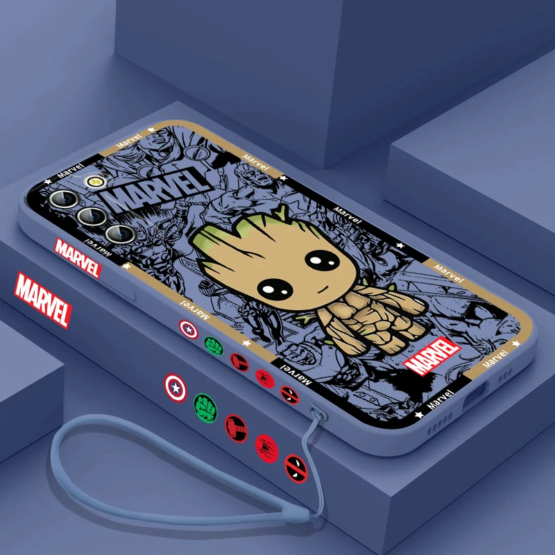 Funda de teléfono Marvel Spiderman Groot para Samsung Galaxy S24, S23, S22, S21, S20 Pro FE Plus, Ultra Liquid Left Rope Cover - imagen 2