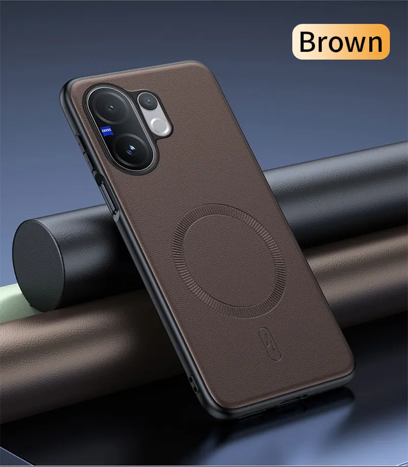 Para Vivo V60 5G funda protectora de cuero magnética para Vivo V60 5G antihuellas antideslizante PC + TPU - imagen 2