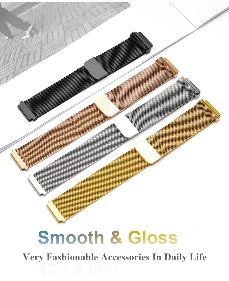 Correa de acero inoxidable de 22mm para Realme Watch 5 Milanese Loop para Realme Watch S2/S SPro/2 2Pro/Realme 3 3 Pro pulsera Correa - imagen 4