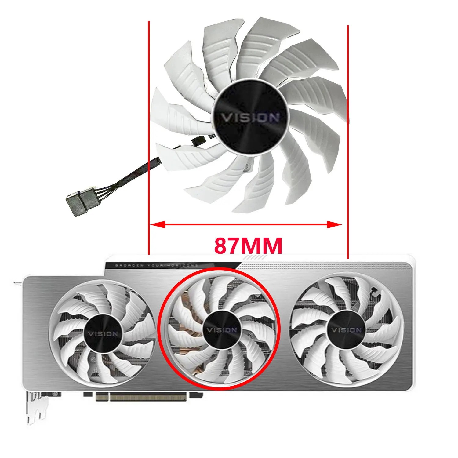 82mm 87mm PLA09215S12H 12V 0.55A RTX3080 3090 ventilador gráfico para GIGABYTE RTX 3070 3080 Ti RTX 3090 Vision OC 3X ventilador de tarjeta de vídeo - imagen 5