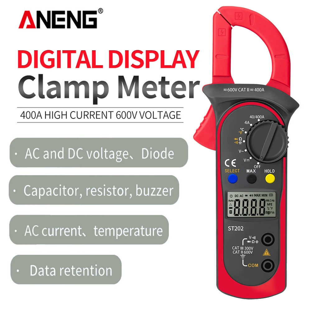 ANENG ST202 multímetro de abrazadera Digital 2000 recuentos profesional inteligente AC/DC voltímetro de corriente medidor de abrazadera probador herramientas de electricista - imagen 2