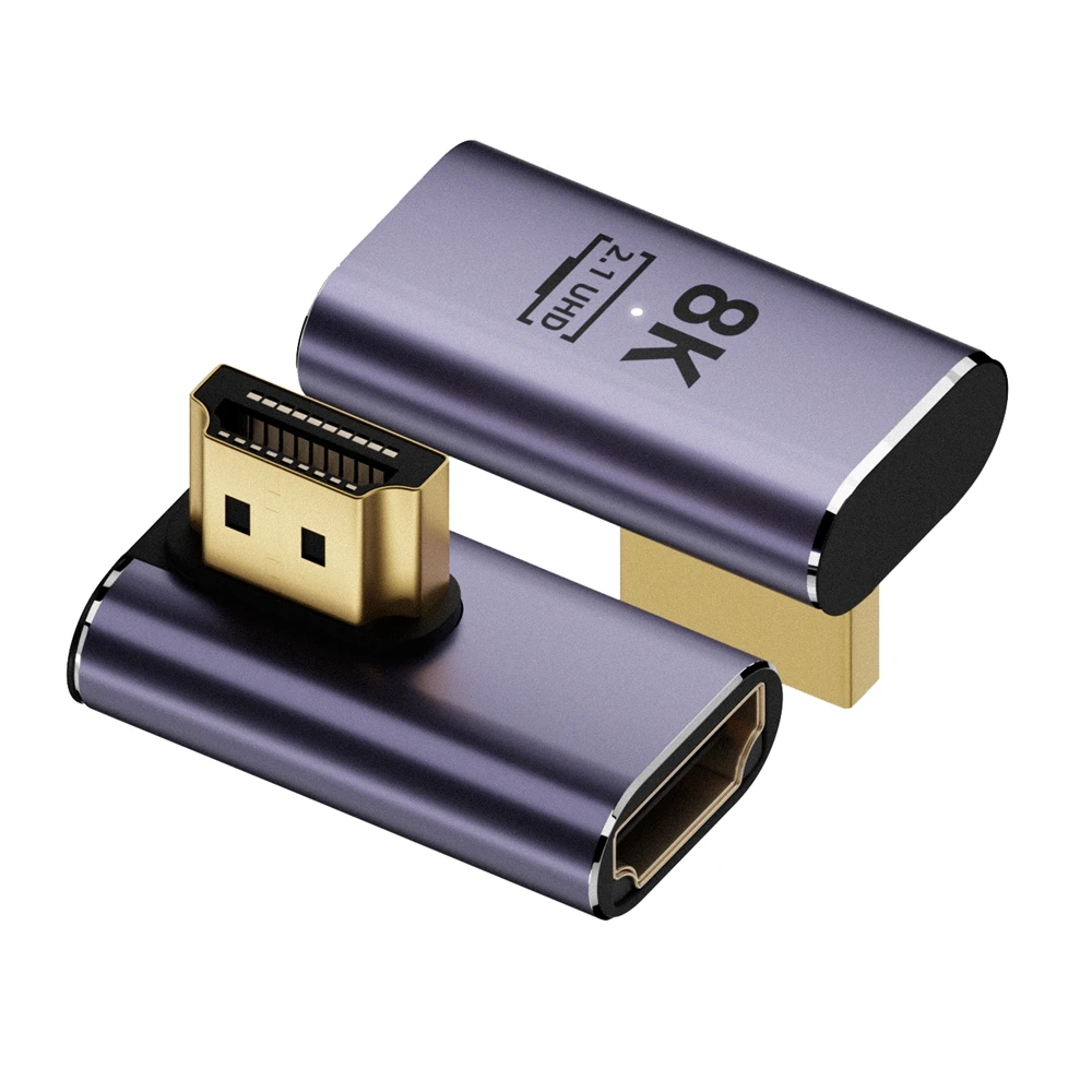 Adaptador hdtv 2,1, 8k, 48gbps, ángulo recto de 90 grados, convertidor adaptador hd macho a hembra para portátil hdtv ps4 ps5 - imagen 3