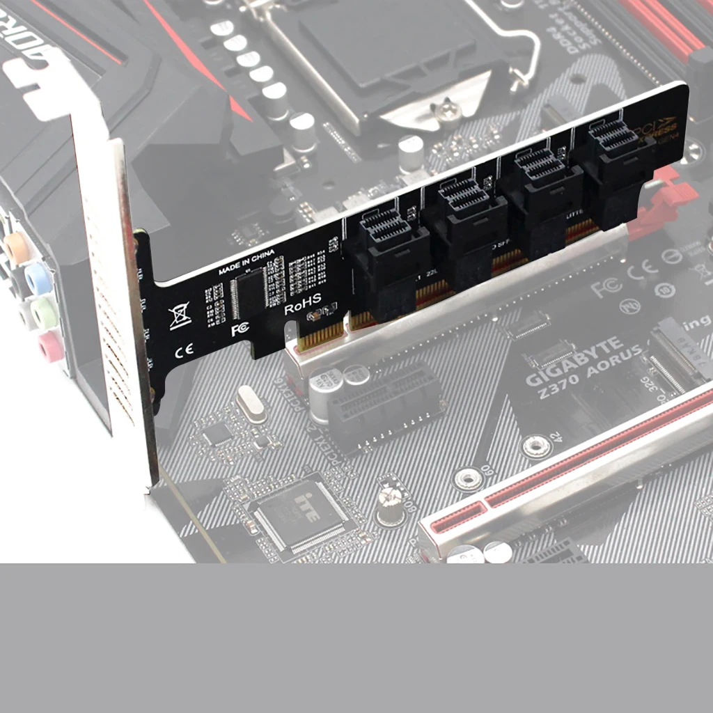 Tarjeta adaptadora de expansión PCI-E X16 a 4 puertos, NVME U.2 SFF-8643, compatible con SSF 4,0 A SFF-8639 SSD, 8643 - imagen 4