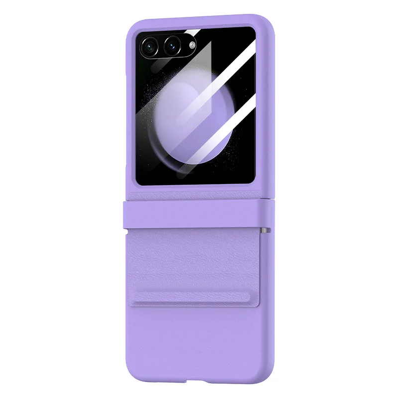 Funda de vidrio de cuero para Samsung Galaxy Z Flip 5 5G, cubierta de protección completa, antigolpes, plegable, moda de negocios - imagen 3