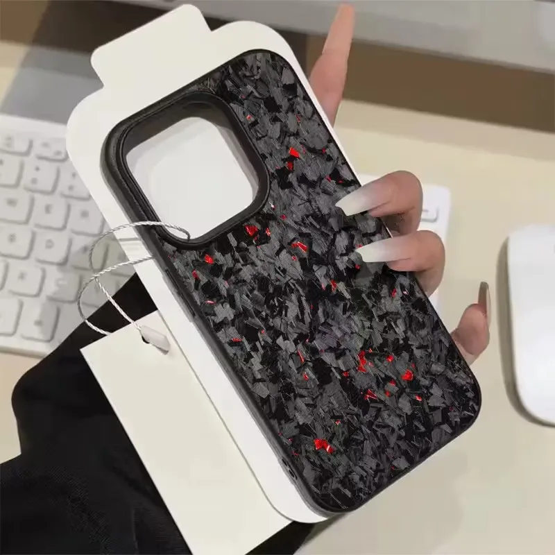 Para iPhone 16 15 14 13 12 11 17 Pro Max Plus Funda forjada con estampado de fibra de carbono patrón de lichi TPU Funda para iPhone XS X 16e Funda - imagen 5