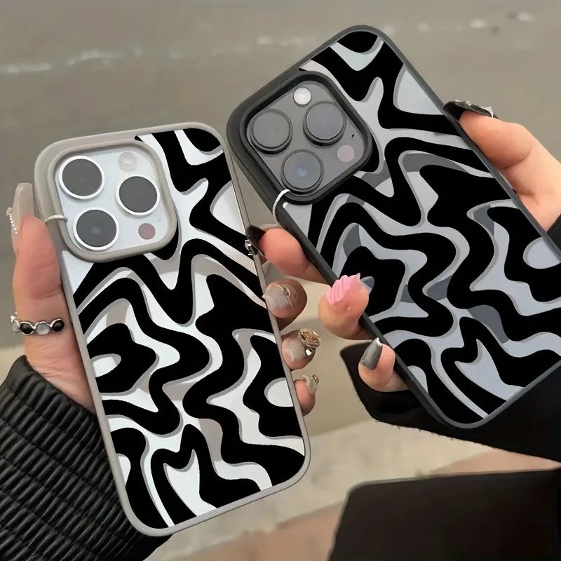 Funda de teléfono con carga inalámbrica a rayas blancas y negras para iPhone 17 16 15 14 13 12 Pro Max 16 Plus 16E Air 11 cubierta magnética - imagen 2