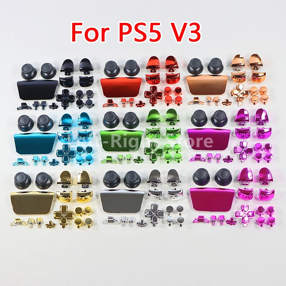Juego completo de 15 botones cromados para Playstation 5 3,0, tapa de Joystick L1 R1 L2 R2 d-pad para controlador PS5 V3 - imagen 2