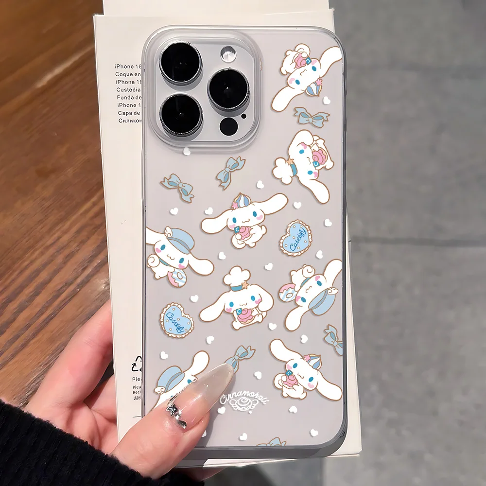 Bonita funda de teléfono Cinnamoroll mate transparente esmerilada a prueba de golpes para IPhone 16 15 14 Plus 13 12 11 8 Pro X XR Max 7 8 Plus - imagen 2