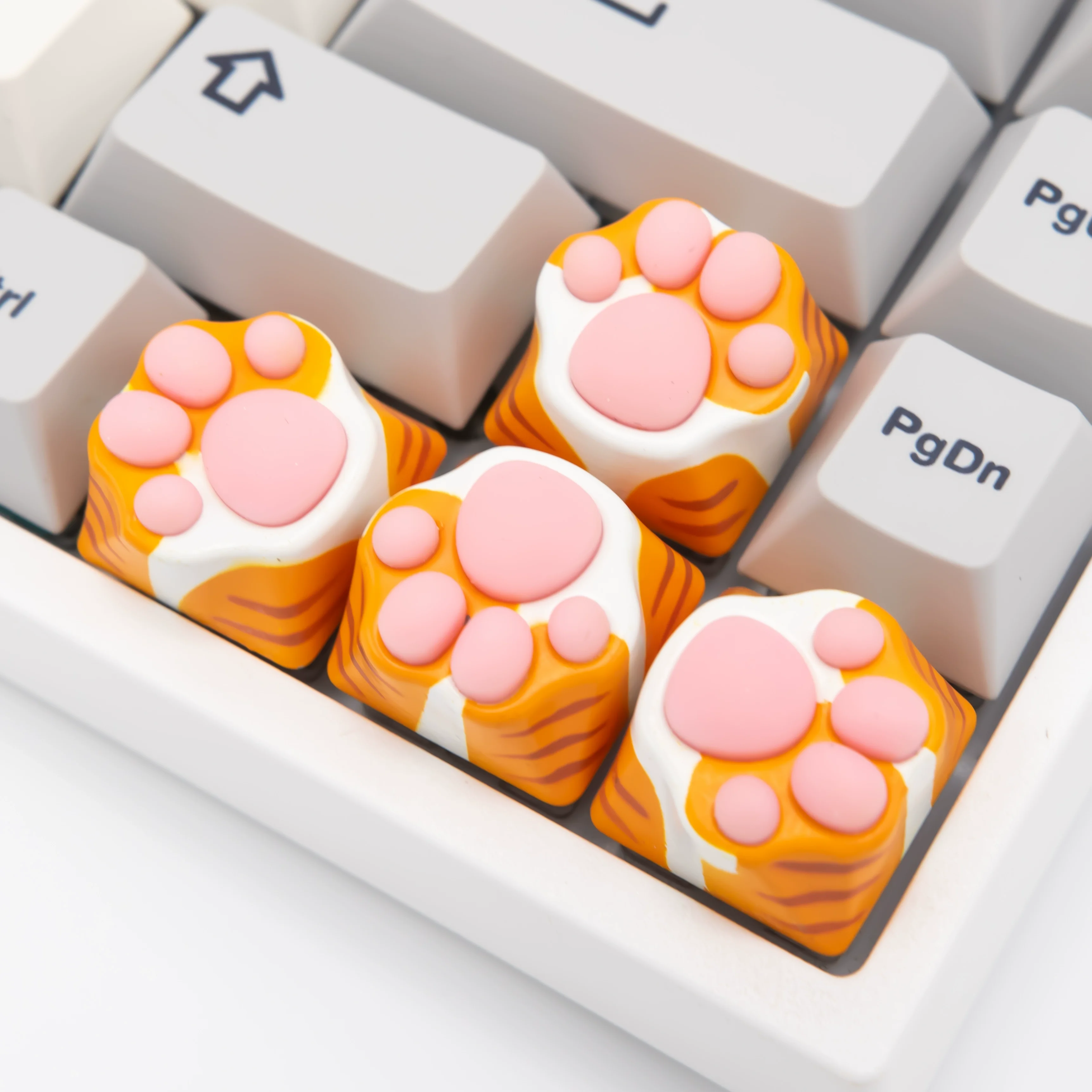Teclas con forma de garra de gato acolchadas suaves de silicona, teclado mecánico personalizado de aleación de aluminio y Metal para juegos, teclas con garra de gato de piel de tigre - imagen 2