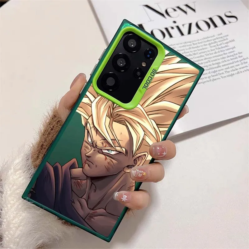 D-Dragon Ball dibujos animados Saiyan para Samsung Galaxy S25 S24 S23 S22 S21 Ultra Plus funda de teléfono plateada colorida - imagen 4