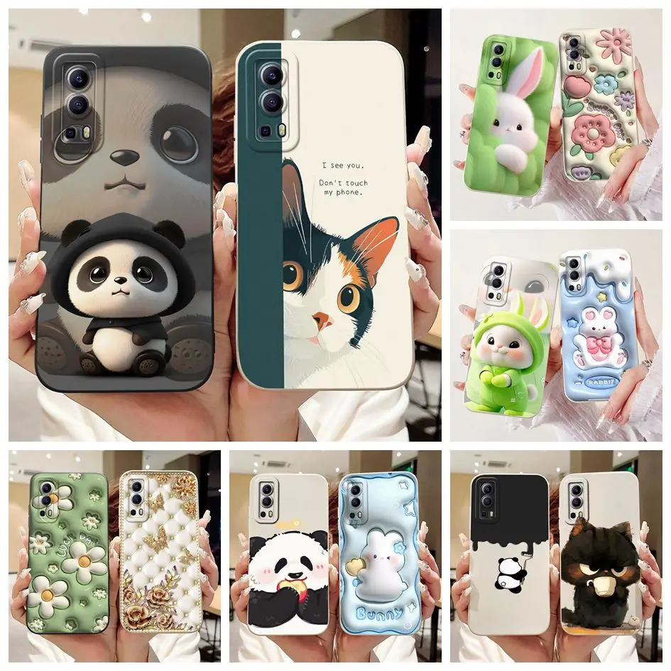 Para Vivo Y52 5G V2053 funda bonita de dibujos animados Panda pato conejo a prueba de golpes de silicona TPU funda de teléfono para Vivo Y72 5G V2041 IQOO Z3 Capa