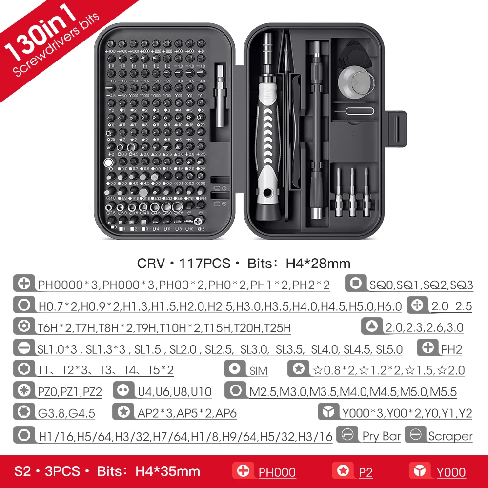 Juego de destornilladores 130 EN 1 completo