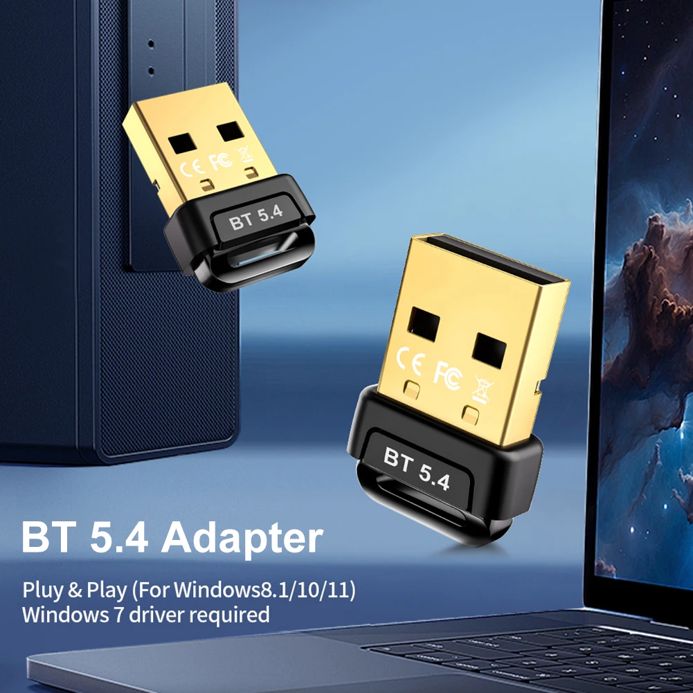 Adaptador USB Bluetooth 5,4, transmisor receptor inalámbrico BT, Dongle inalámbrico Plug & Play para PC, ratón, teclado, altavoces, auriculares - imagen 3