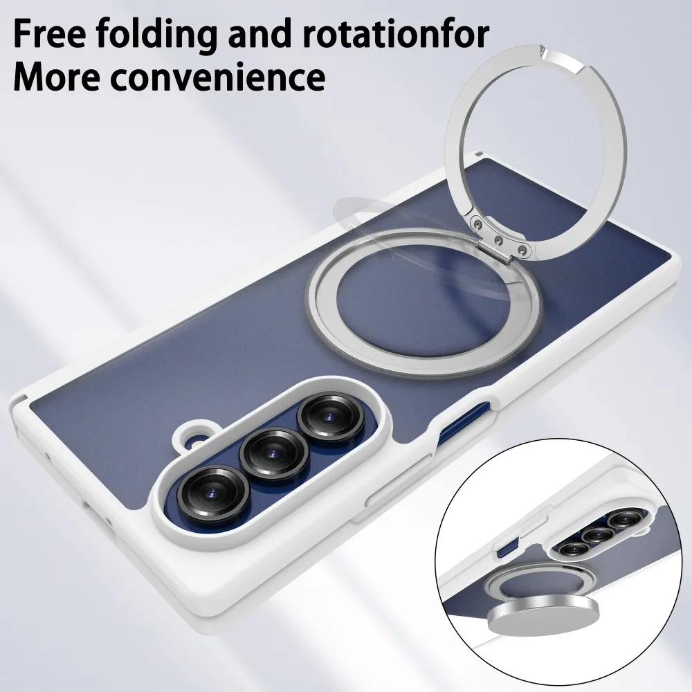 Para Samsung Galaxy Z Fold 7 funda dura transparente 360 anillo soporte magnético funda protectora trasera para Samsung Z Folld7 Shell - imagen 2