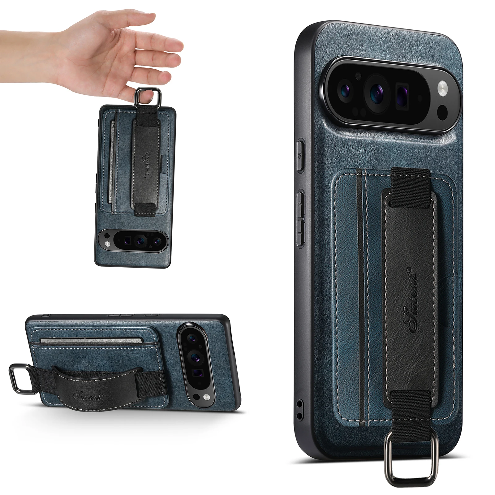 Funda tipo billetera para Google Pixel 10 Pro XL 10 Pro, funda de cuero PU con soporte, pulsera a prueba de golpes, correa, bolsillo para tarjetas, Fundas - imagen 5