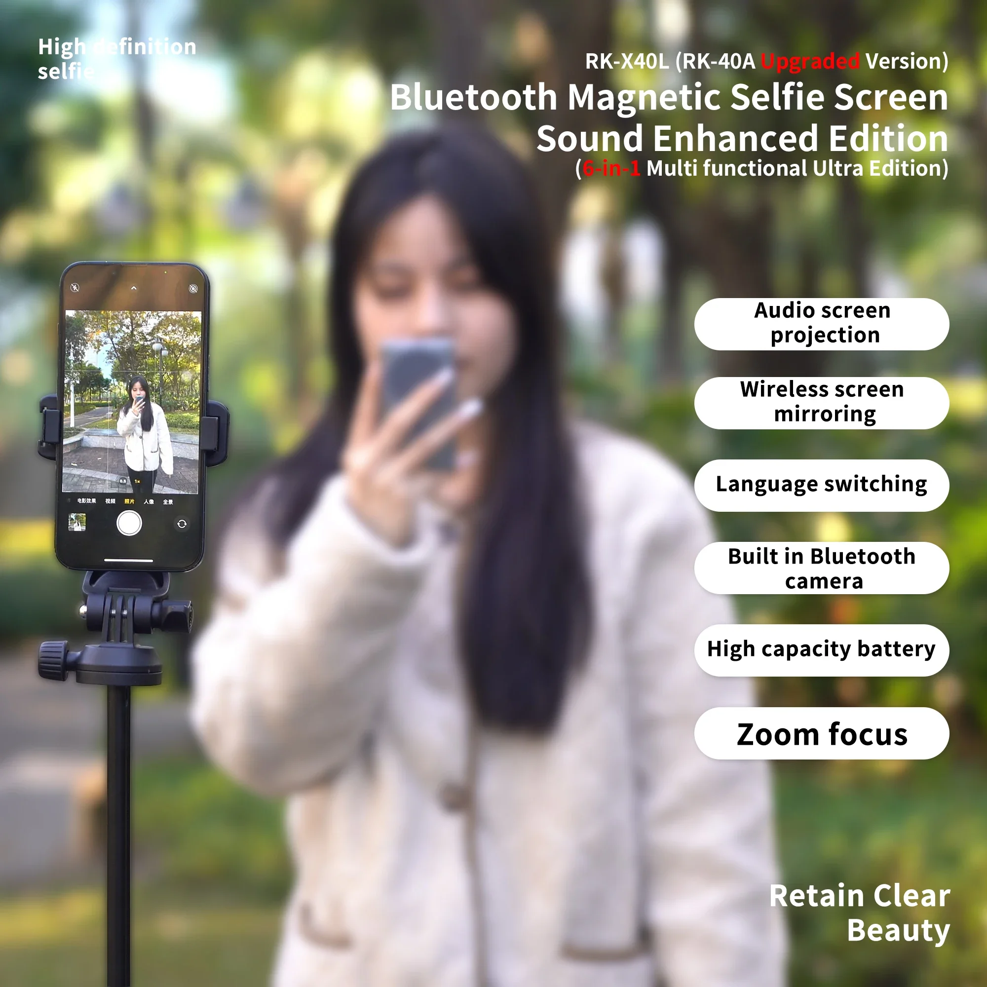 Pantalla de Monitor con temporizador automático Vlog para teléfono móvil magnético con Monitor de cámara trasera para transmisión en vivo, creación de contenido, temporizador automático - imagen 5