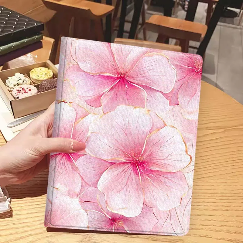Funda bonita con imágenes de flores rosas para iPad Pro Air 2 3 4 5 6th 7th 11th Gen 10,2 9,7 11 10,5 10,9 12,9 13 pulgadas - imagen 5