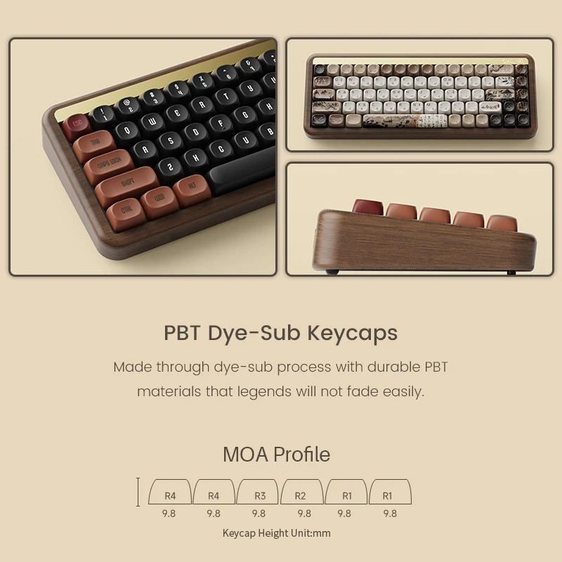 Akko MU01 Mountain Seclusion Teclado mecánico de madera RGB intercambiable en caliente BT 5,0/2,4G teclado inalámbrico y tipo C para juegos por cable - imagen 3
