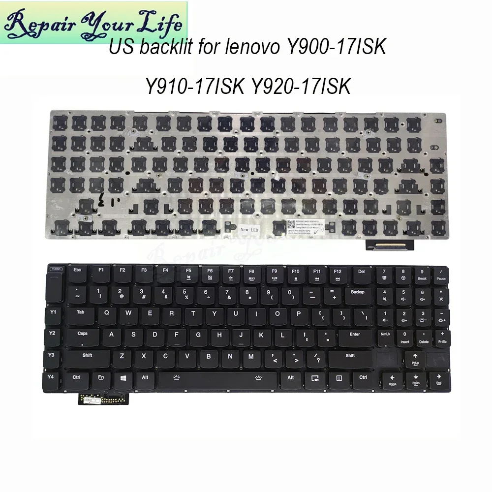 Teclado retroiluminado RGB de EE. UU. para Lenovo Ideapad Y900-17ISK Y910-17ISK Y920-17IK K7221-US, teclados retroiluminados coloridos para juegos de portátiles