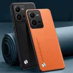 Funda de cuero PU de lujo para Vivo V25 E V25E, funda trasera de silicona mate a prueba de golpes, funda de teléfono de protección completa para Vivo X80 Lite