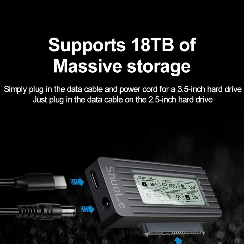 Adaptador de disco duro USB 3,0 a SATA III, convertidor para PC de 2,5 ", 3,5", SSD, HDD, con adaptador de corriente de 12V/2A - imagen 4