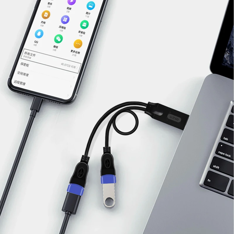 Divisor de Cable USB para cargador de teléfono, adaptador de corriente, 2 puertos macho a hembra, expansor múltiple, extensión OTG, enchufe de acoplamiento de carga - imagen 2