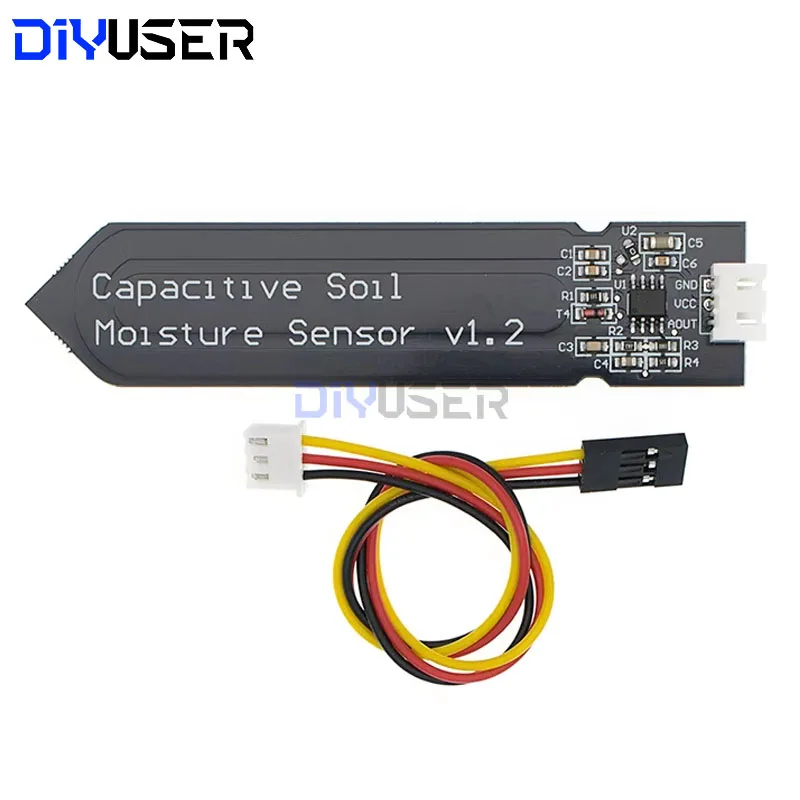 DIYUSER sensor capacitivo de humedad del suelo resistente a la corrosión cable de amplio voltaje Sensor capacitivo analógico de humedad del suelo V1.2