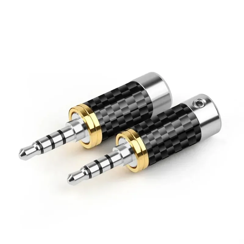 Conector de Cable de auriculares DIY, conector Jack de 3,5mm, enchufe de Audio macho de 4 polos con micrófono, Terminal de altavoz 3,5 chapado en oro rodio