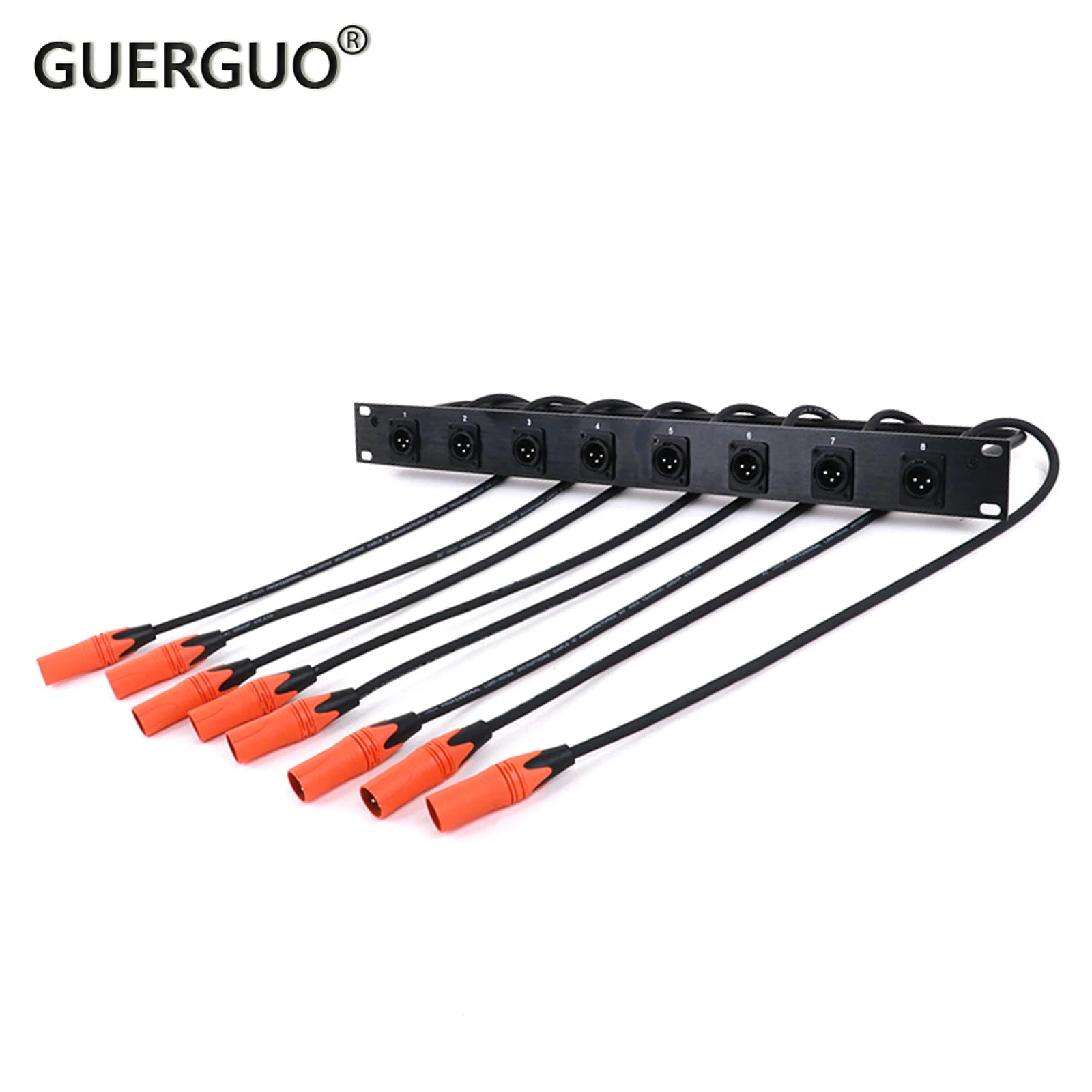 Marco de puente de gabinete personalizado, Cable XLR macho a macho, Panel de gabinete de interfaz compuesta multifuncional, 8 vías, 1U, 0,5 M-2,5 M