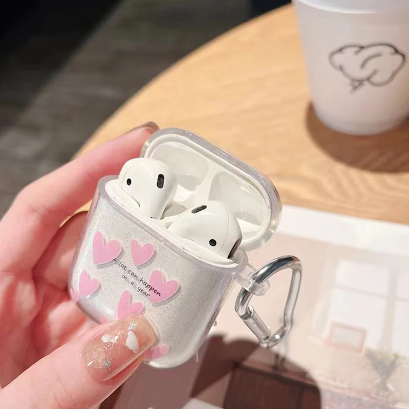 Anillo de amor rosa para Airpods Pro 2. ° funda para auriculares Apple 1/2/3, funda para auriculares de TPU mate suave para mujeres y niñas con llavero - imagen 4