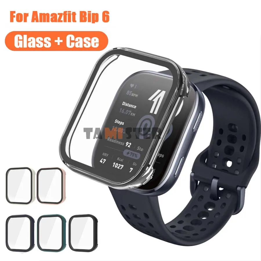 Para Amazfit Bip 6 funda protectora de vidrio templado parachoques para Huami Amazfit Bip 6 Protector de pantalla accesorios de marco