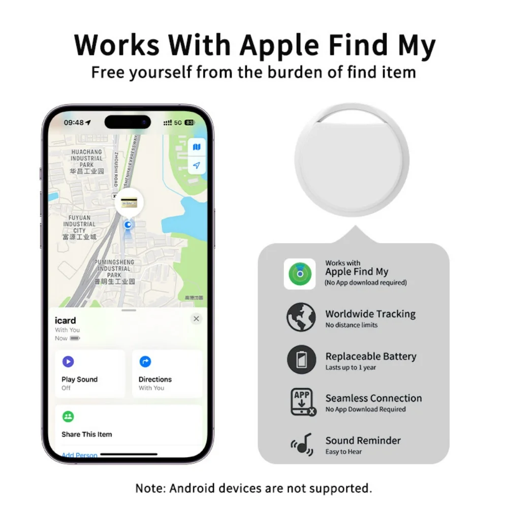 Localizador Bluetooth compatible con la app Buscar de Apple