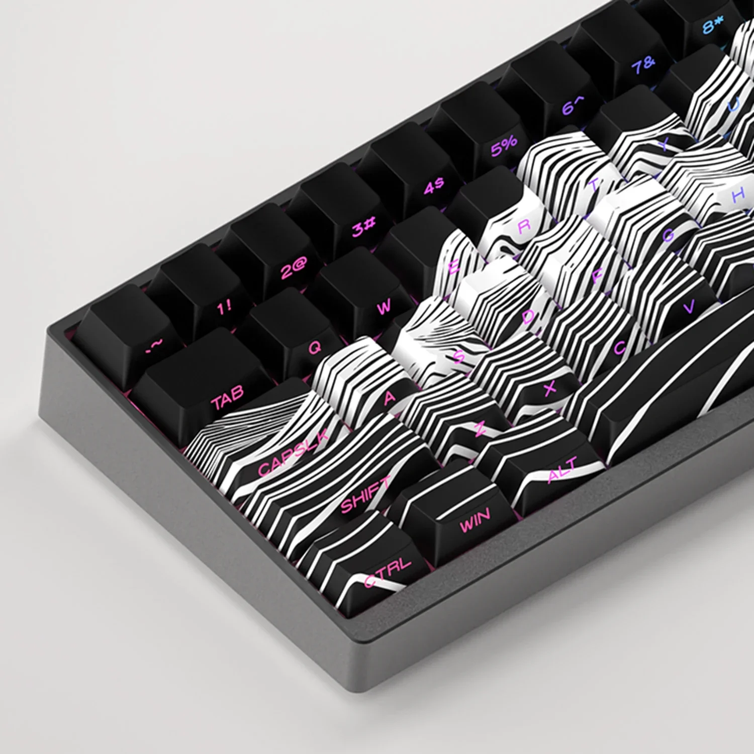 Teclas de montaña de 130 teclas, PBT, estampado lateral de cereza, blanco y negro, Kit de teclado mecánico, teclas para Lucky65 V2 Wooting - imagen 2