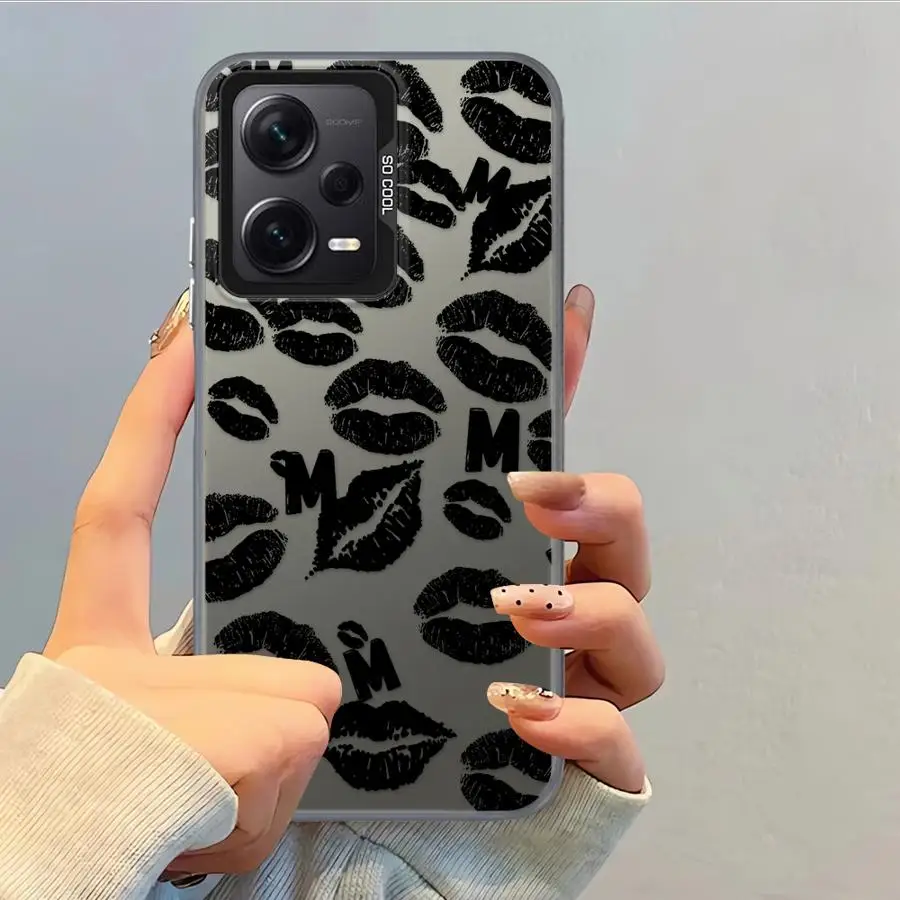 Funda para Xiaomi Mi 12T Pro 13T 11 Lite, funda trasera para teléfono con letras de labios rojos - imagen 4