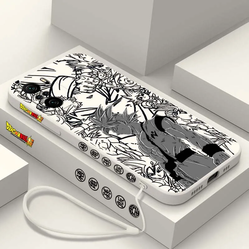 D-Dragon Ball Anime Goku funda para Xiaomi Redmi Note 14 13 12 11 10 9 8 Pro Plus 4G 5G funda de teléfono con cuerda izquierda líquida - imagen 4