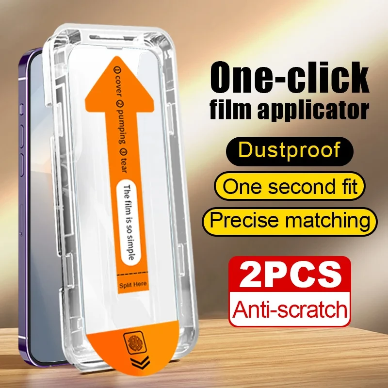 2 uds vidrio templado HD para iPhone 15 14 13 12 11 16 Pro Max 15 Plus Protector de pantalla privacidad con cubierta de montaje de alineación