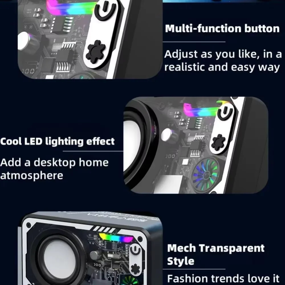 Altavoz inalámbrico portátil Mini altavoz estéreo de viaje transparente Mecha Bluetooth diafragma de doble bajo Subwoofer RGB LED altavoz - imagen 5