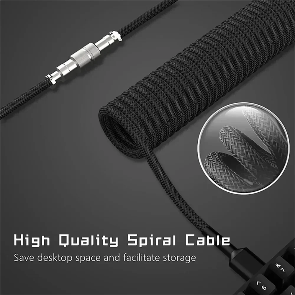 Cable en espiral para teclado mecánico, puerto USB tipo C, Cable enrollable de aviador para juegos y ordenadores de escritorio, Cable conector de aviación - imagen 3