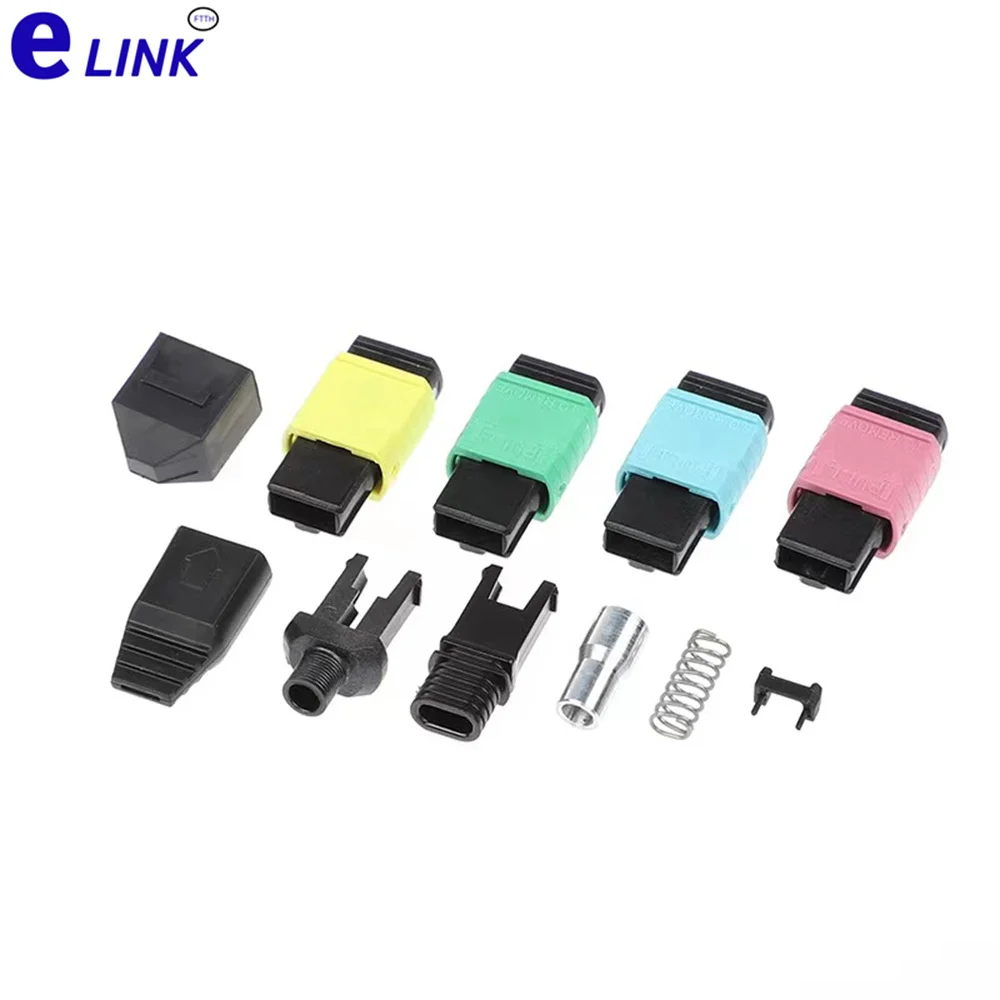 Kit de conector de fibra óptica MTP 12 núcleos MPO con virola hembra macho pérdida estándar SM OM3 MM para bota plana hecho en chino 100 Uds - imagen 2